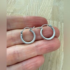 Vintage 925 sterling silver hoop earrings 14mm